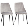 DodiOnline Dining Chairs Set of 2, Modern Upholstered Velvet-Touch Fabric Accent High Back Chairs with Metal Legs for Kitchen, Grey