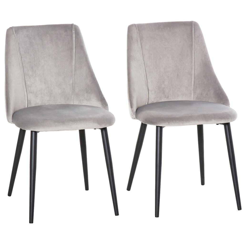 DodiOnline Dining Chairs Set of 2, Modern Upholstered Velvet-Touch Fabric Accent High Back Chairs with Metal Legs for Kitchen, Grey