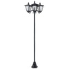 DodiOnline 1.8m Traditional Victorian Style 3 Way Head Outdoor Garden Solar Post Lamp Sensor Dimmable LED Lantern Bollard Pathway IP44 – Black