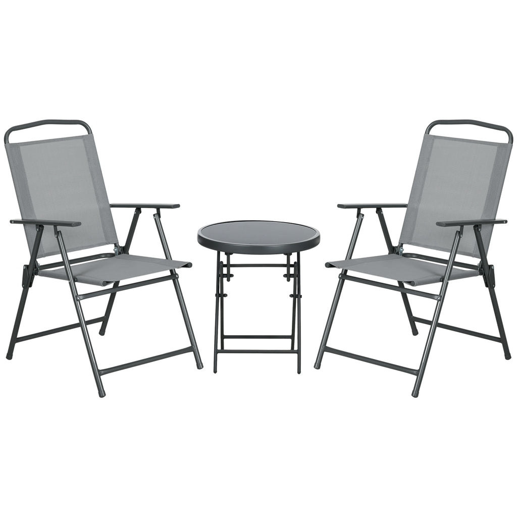 DodiOnline Three-Piece Garden Seat Set, with Glass-Top Table - Light Grey