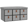DodiOnline Shoe Bench with Seat, Shoe Storage Bench with Cushion and 6 Fabric Drawers for Entryway, Hallway, Living Room, Bedroom, Light Grey
