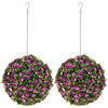 DodiOnline Set of 2 Decorative Artificial Plants, UV-protected Artificial Plant Topiary Rose Balls, Fake Plants for Home Indoor outdoor Decor, 28cm, Purple