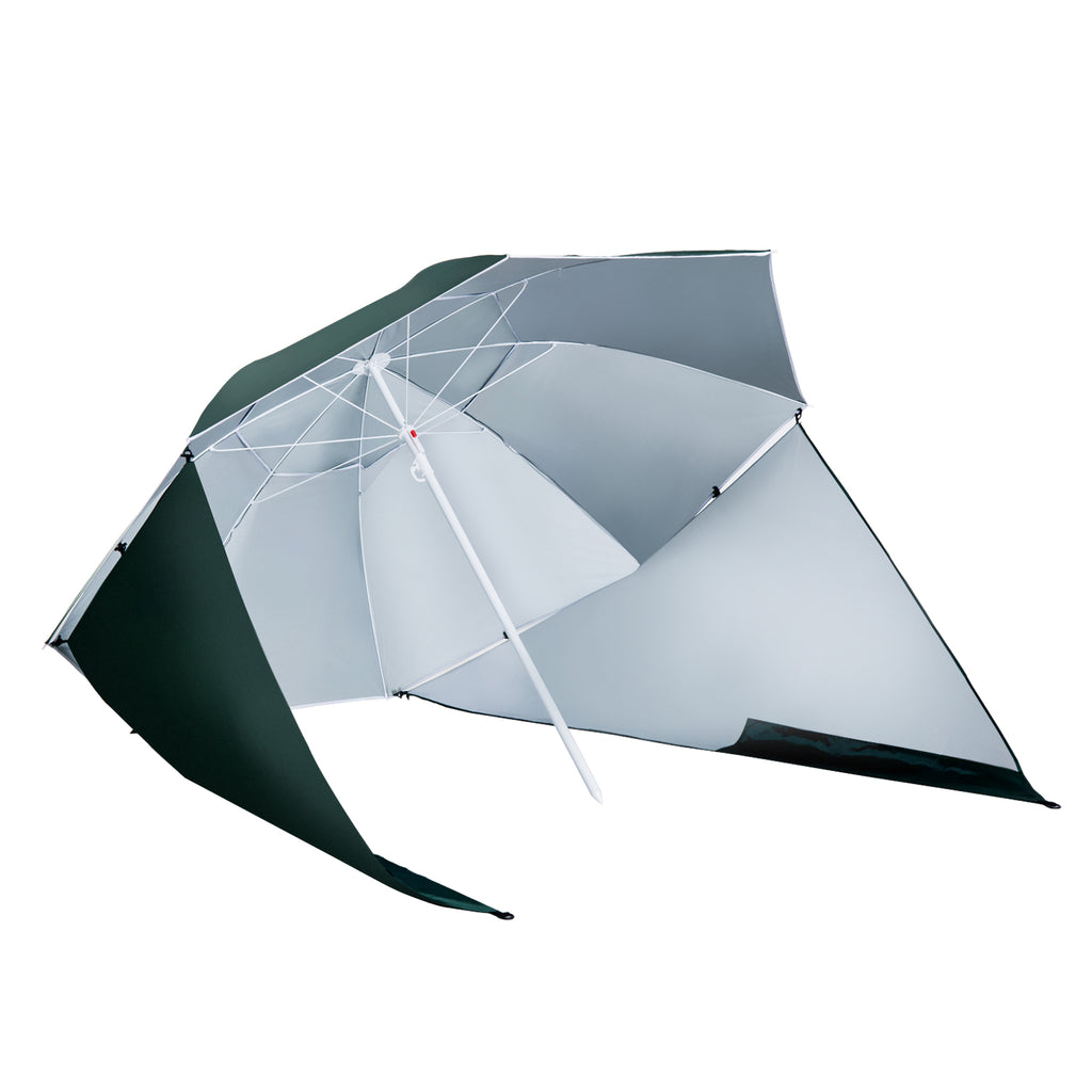 DodiOnline 2m UV Protection Fishing Beach Umbrella Brolly Shelter w/ Side Panel Tent Green