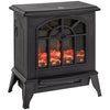 DodiOnline 1000W/2000W Freestanding Electrical Fireplace Indoor Heater Stove Log Wood LED Burning Effect Flame with Thermostat Control Black