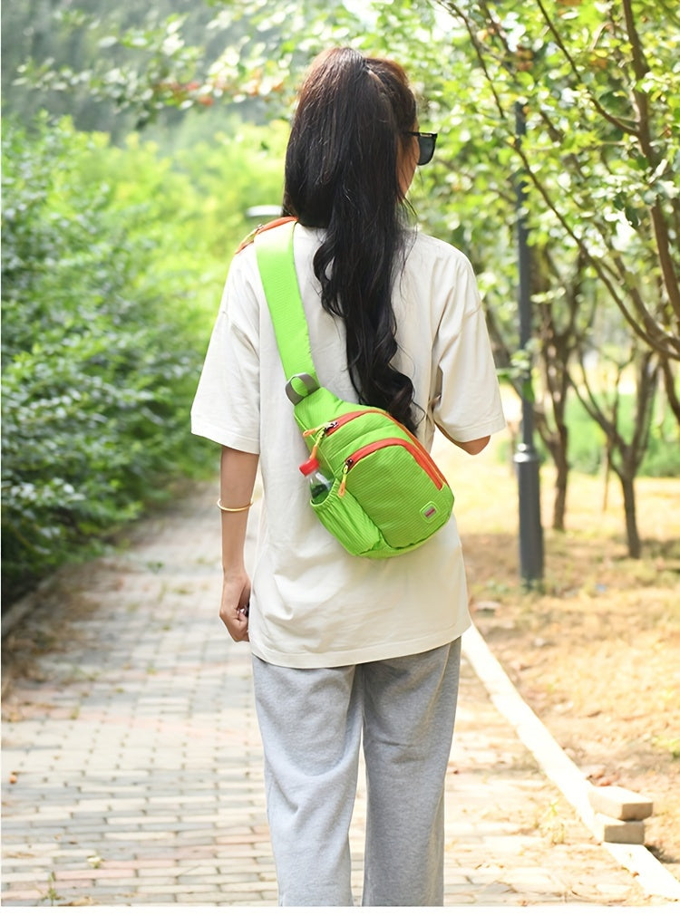 [Trendy Belt Bag] Trendy Nylon Belt Bag | Zipper Sling Bag with Side Pocket for Outdoor Sports