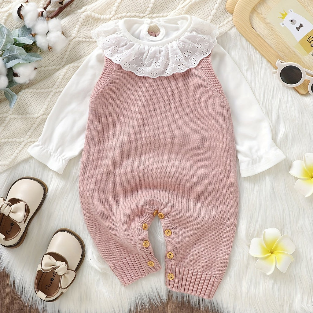 Baby Clothing Girl Baby Bodysuit Baby Love Jacquard Boys Knitted Bodysuit, Suitable For Indoor And Outdoor Wear