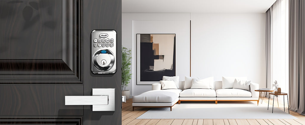 Keyless Entry Door Lock with 2 Lever Handles - Electronic Keypad Deadbolt, Auto-Locking, Anti-Peeping Password, Digital Smart Code, Brushed Aluminum, Battery-Powered (AA Batteries Included), US Standard, Smart Door Lock