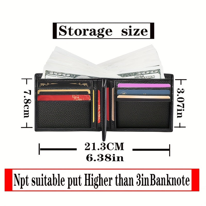 1pc Men's Genuine Leather Wallet, Ultra-thin Multi-functional Card Bag, Large Capacity Top Layer Cowhide Wallet