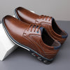 Men's PLUS SIZE PU Leather Solid Casual Shoes, Wear-resistant Non Slip Lace-up Dress Shoes, Men's Office Daily Footwear