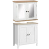 kleankin Bathroom Furniture Set, Mirror Cabinet Wall Mounted with Adjustable Shelf, Bathroom Sink Cabinet with Storage, White and Wood Grain