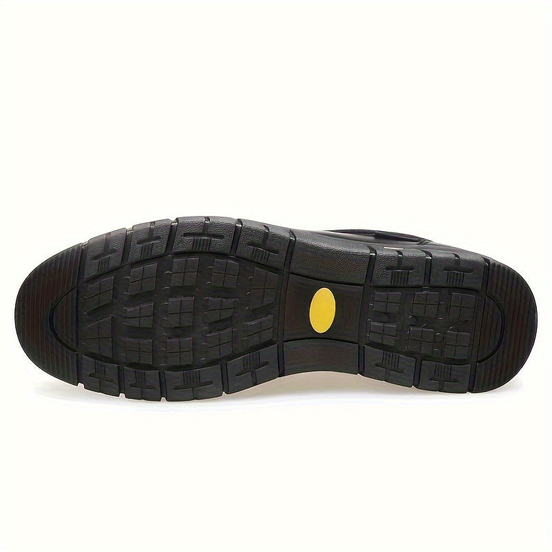 Mens Top Layer Cowhide Round Toe Slip On Dress Shoes - Durable Non Slip Rubber Sole, Breathable PU Insole, Solid Color, Perfect for Wedding, Business, Party, Banquet, Office in Spring, Summer, and Fall Seasons