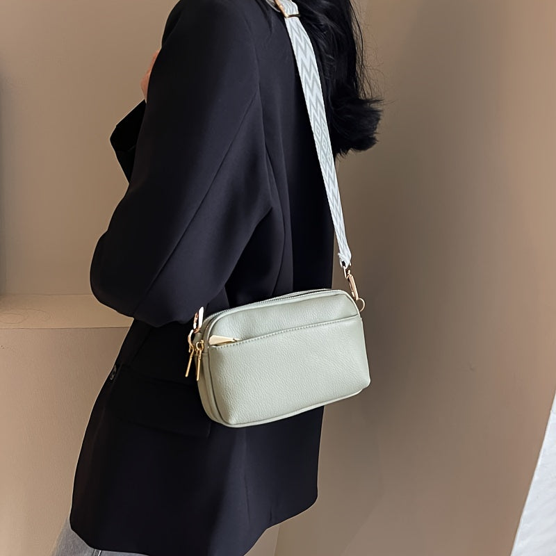Stylish Square Purse - Women's PU Leather Crossbody Handbag with Wide Strap and Solid Color Design - Perfect for Daily Use and Travel