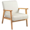 DodiOnline Fabric Accent Chair for Living Room, Arm Chair with Rubber Wood Frame and Padded Cushion, Cream White