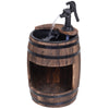 DodiOnline Wood Barrel Patio Water Fountain Electric Pump Garden Decorative Ornament with Flower Planter Decor