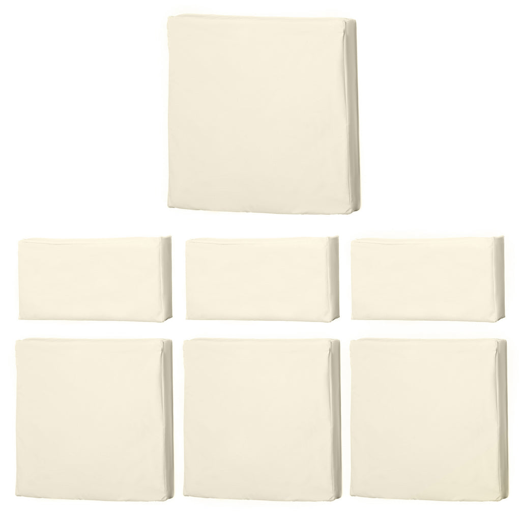 DodiOnline Rattan Furniture Cushion Cover Replacement Set, 7 pcs-Cream