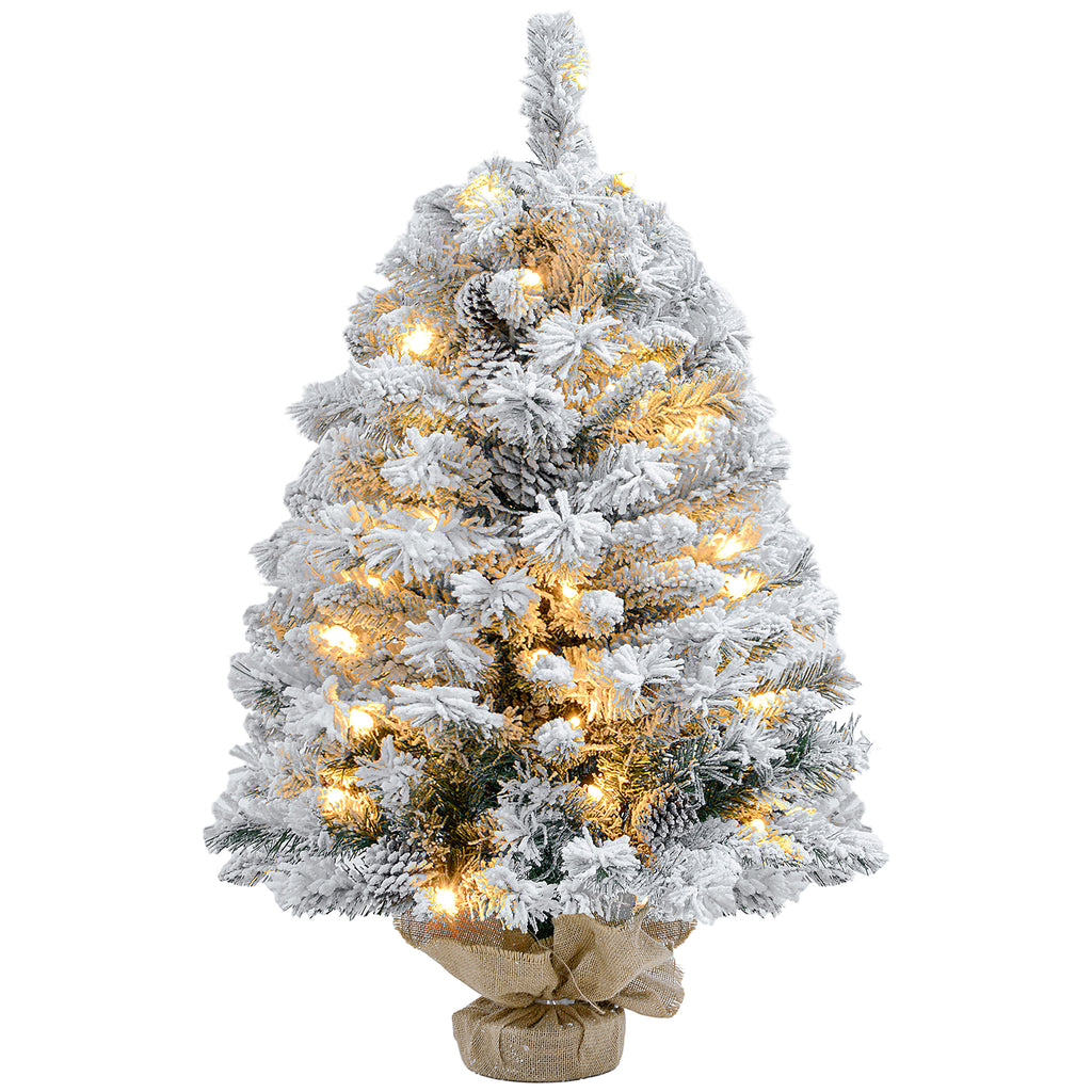 DodiOnline 3ft Snowy Tabletop Christmas Tree, with LED Lights