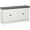 DodiOnline Shoe Storage Bench with Flip Drawers, Shoe Cabinet with Seat Cushion and Adjustable Shelf for Hallway, Entryway, Living Room, Bedroom, White