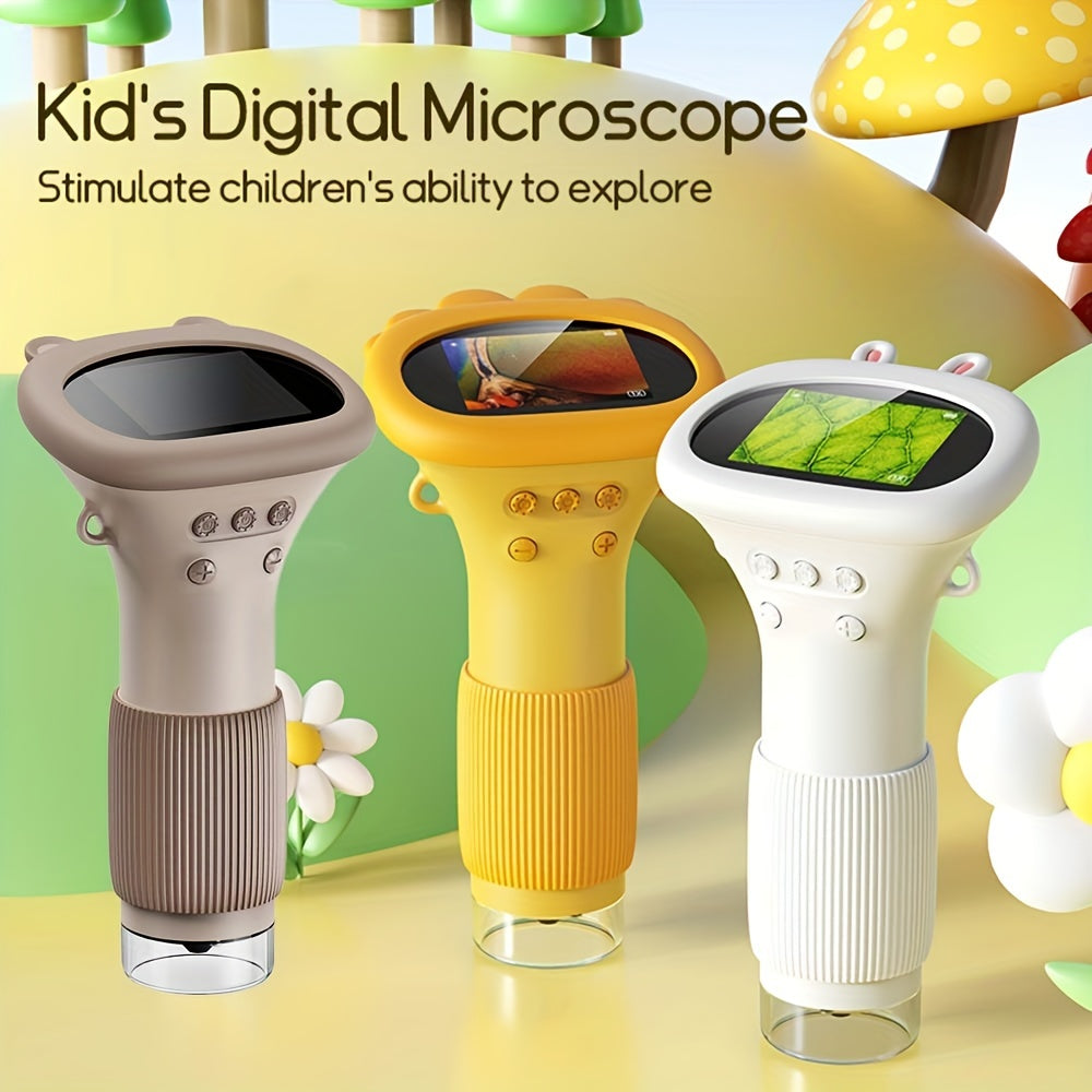 Children'S Portable Microscope, Mini Handheld Pocket Digital Microscope for Kids and Adults, IPS Screen Electronic Magnifier with 8 Adjustable LED Lights and Photo and Video, as a Children'S Birthday