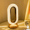 1 luxurious oval crystal table lamp, office USB charging lamp, living room bedside night light decorative table lamp suitable for bedroom, living room, party and dinner decoration creative lamp