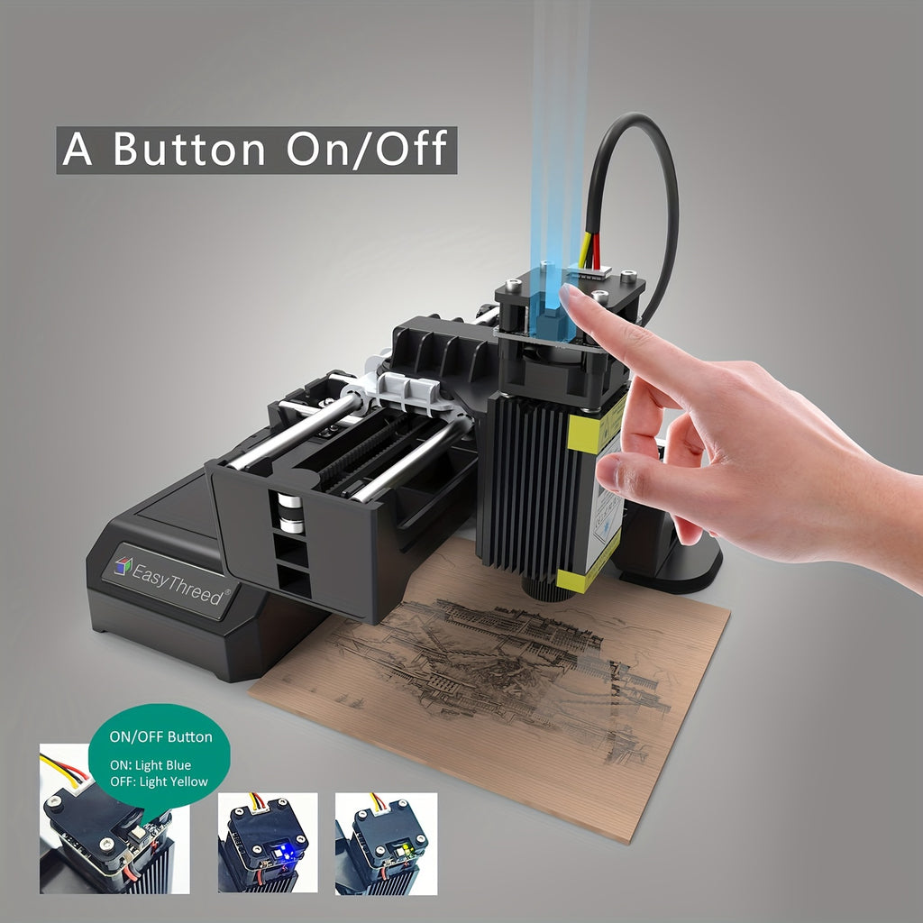 EasyThreed 0.5W Laser Engraver for Beginners, DIY Engraving Area 100x100mm, Wireless Smartphone Connectivity, APP Control for iOS & Android, Plastic Material, 110V/220V Power Supply, US Plug, Electronic Components Included