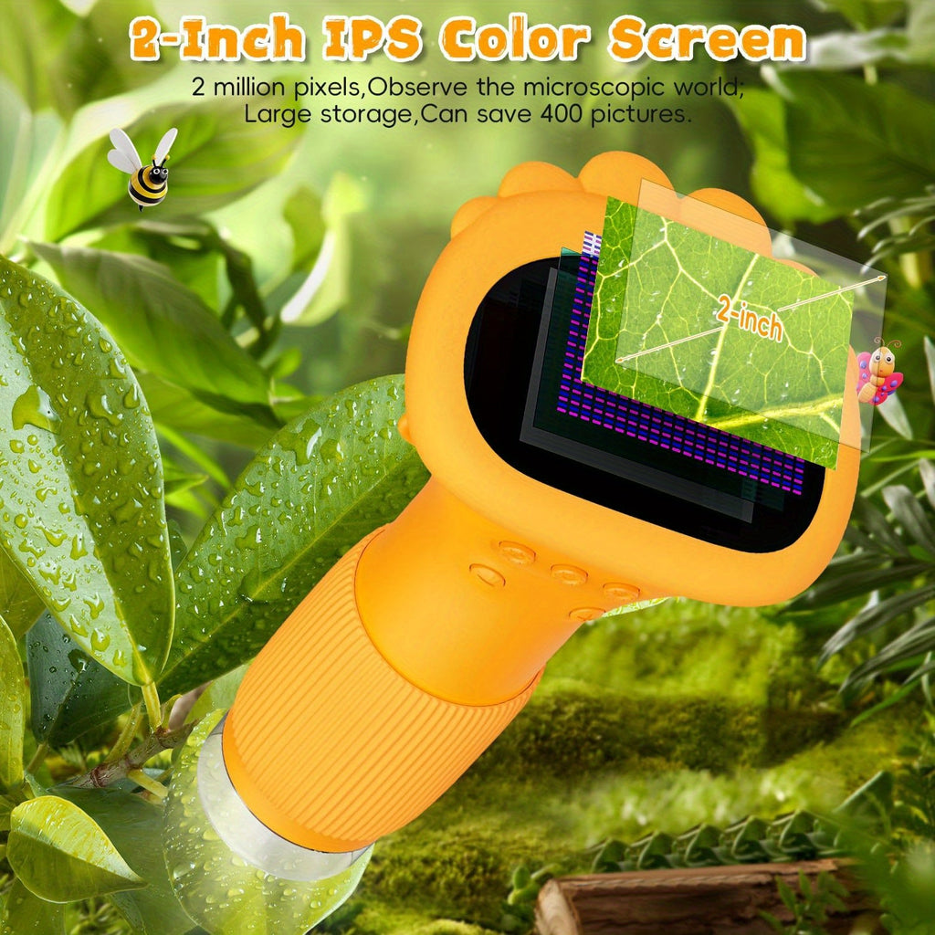 Children'S Portable Microscope, Mini Handheld Pocket Digital Microscope for Kids and Adults, IPS Screen Electronic Magnifier with 8 Adjustable LED Lights and Photo and Video, as a Children'S Birthday