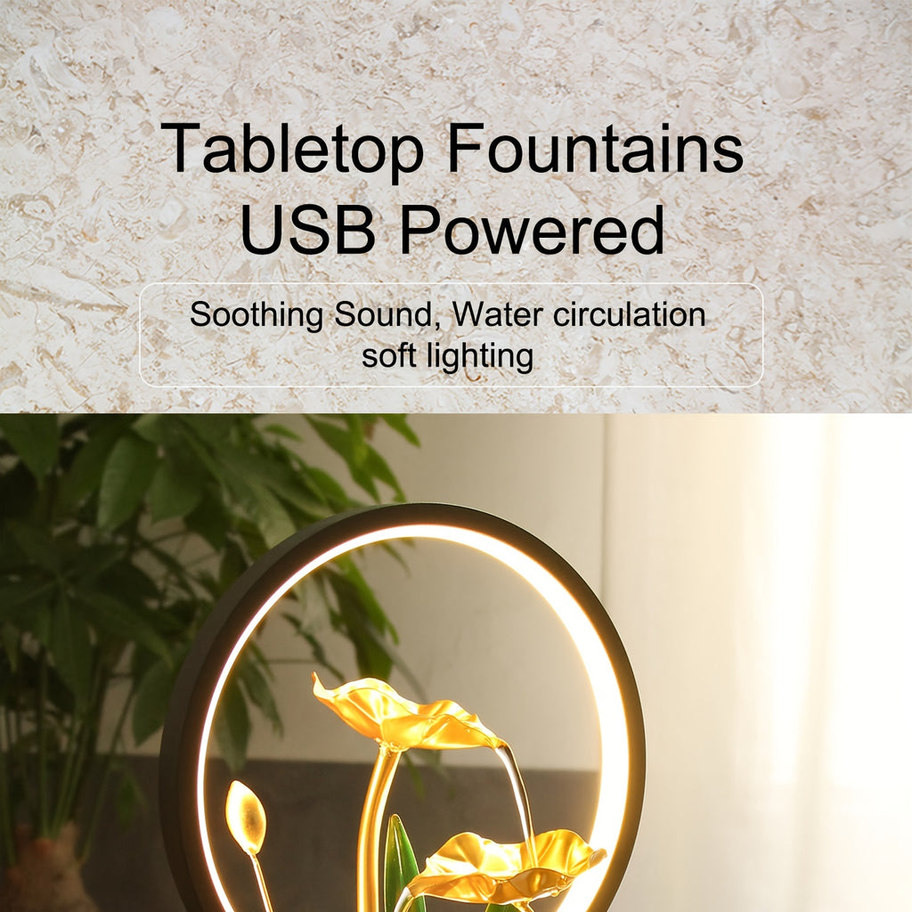 Soothing LED-Lit Tabletop Fountain - USB Powered, Indoor Air Quality Enhancer - Ideal Home/Office Decor & Thoughtful Gift