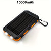 10000mAh portable solar cell phone battery panel charger with flashlight lighting/USB/ compass, suitable for iPhone/ Android mobile phone digital electronic devices, gift customization, outdoor emergency power backup battery