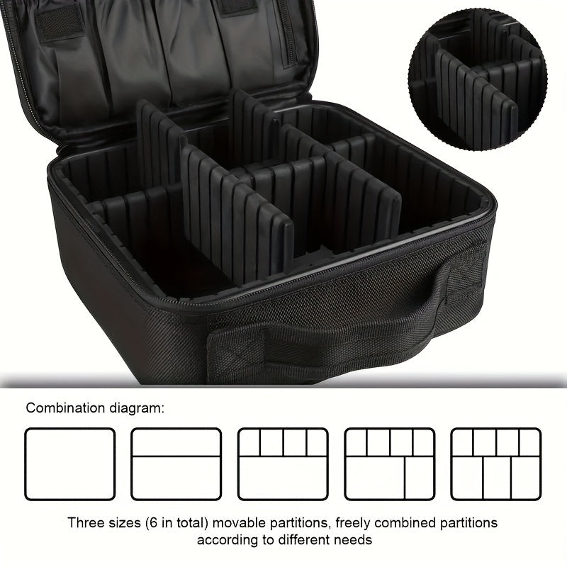 Professional Makeup Artist Cosmetic Organizer Case with Adjustable Dividers - Large Capacity Travel Beauty Suitcase, High Quality-like (No leaks), Portable with Carry/Shoulder Strap, for Women, Makeup Brushes, Toiletries, Jew