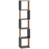 DodiOnline Modern 5-Tier Bookshelf, Freestanding Bookcase Storage Shelving for Living Room Home Office Study, Brown and Dark Grey