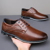 Men's PLUS SIZE PU Leather Solid Casual Shoes, Wear-resistant Non Slip Lace-up Dress Shoes, Men's Office Daily Footwear