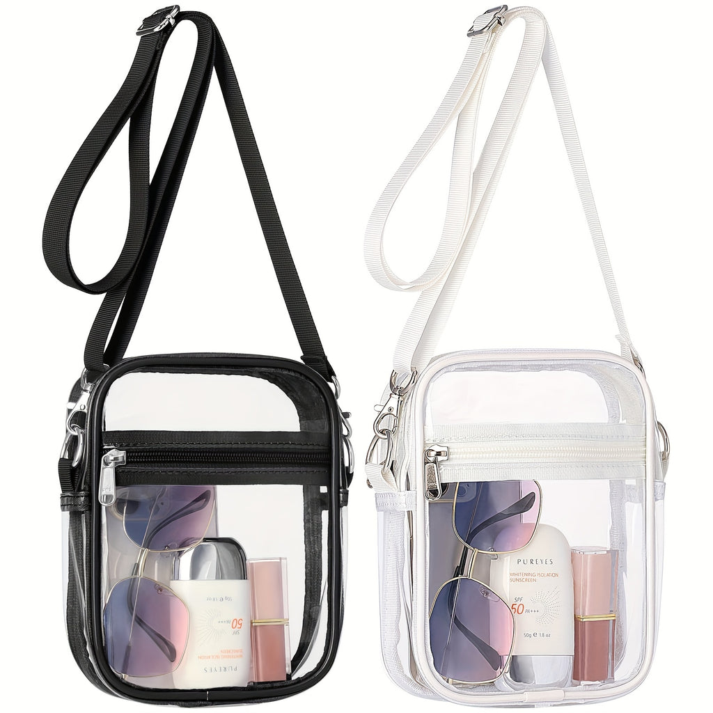 Clear View Crossbody Bag - Stadium-Approved, Spacious, Water-Resistant, Adjustable Strap, Interior Pockets - Perfect for Concerts, Sporting Events, Music Festivals, and Travel