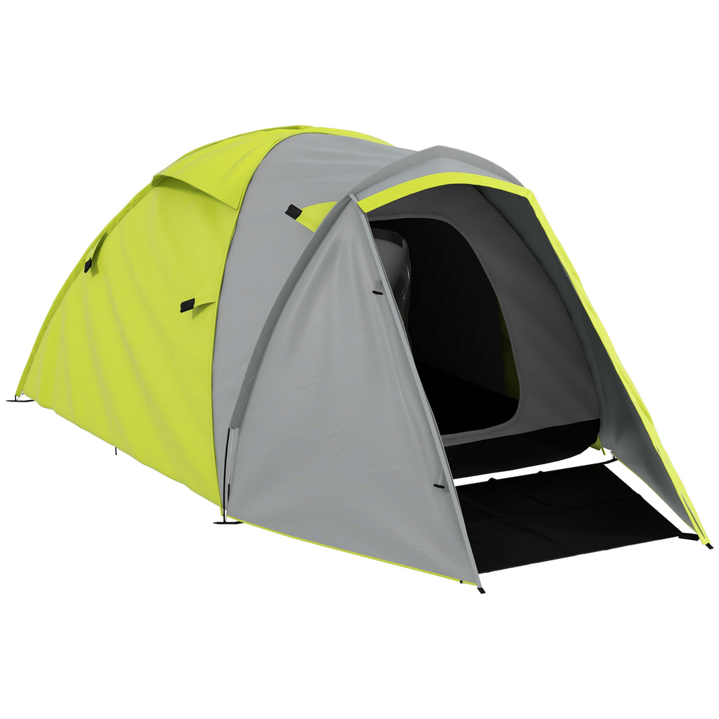 DodiOnline Two-Man Dome Tent, with Front Porch and Accessories - Yellow/Grey