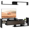 DodiOnline Modern TV Cabinet with Wall Shelf, TV Unit with Storage Shelf and Cabinet, for Wall-Mounted 65" TVs or Standing 40" TVs, Black and Dark Brown
