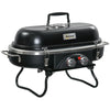 DodiOnline Foldable Gas BBQ Grill 2 Burner Table Top Barbecue with Lid Piezo Ignition Thermometer for Camping Picnic Cooking, Aluminium Alloy