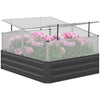 DodiOnline Outsuuny Galvanised Raised Garden Bed, Outdoor Planter Box with Greenhouse and Cover for Vegetables, Flowers, Dark Grey