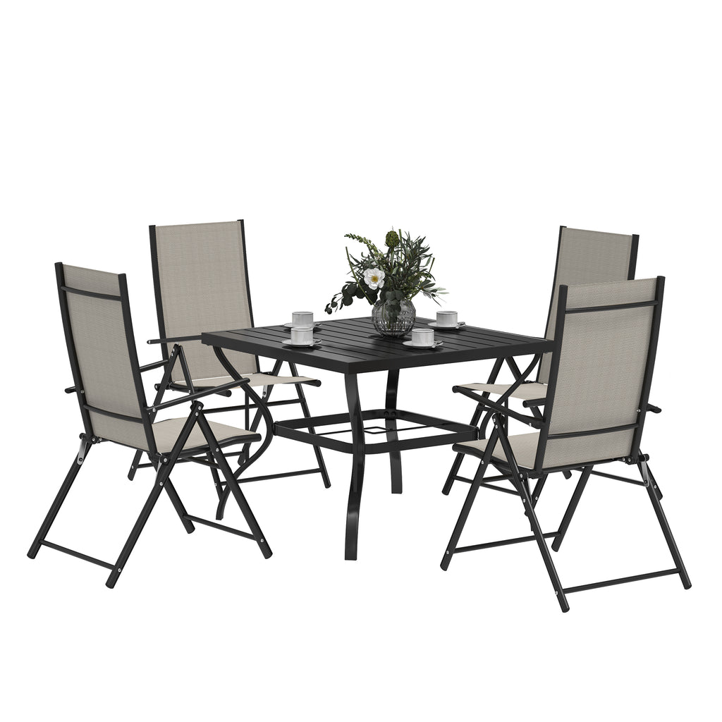 DodiOnline Five-Piece Steel Frame Patio Set - Khaki/Black