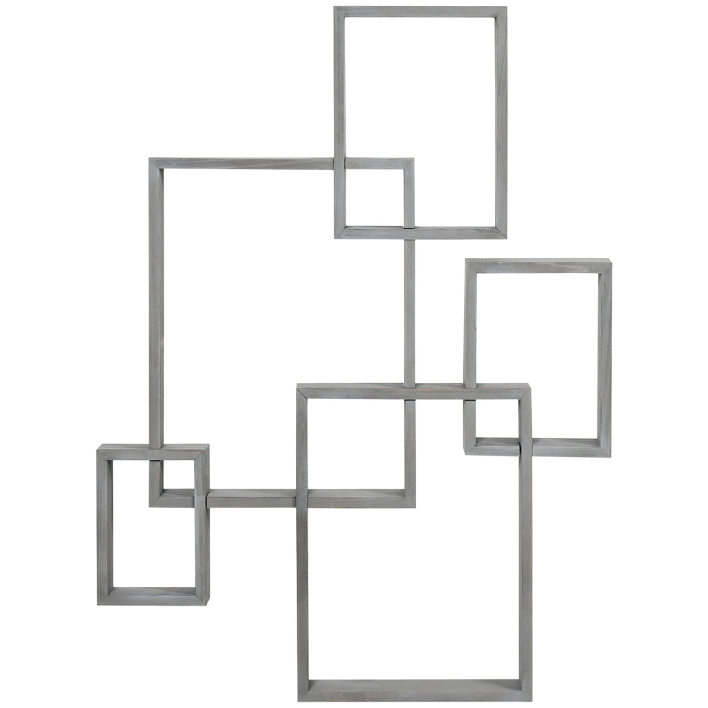 DodiOnline Floating Shelves, Wall Mounted Interlocking Cube Shelves, Display Wall Shelf for Living Room, Bedroom, Hallways, Grey