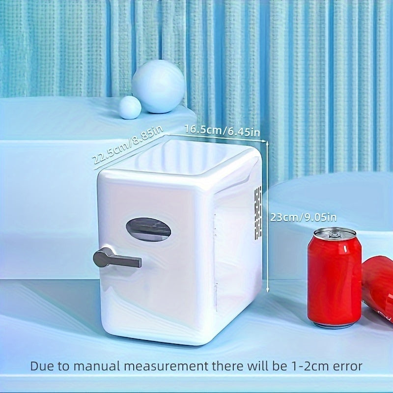 [Portable Mini Fridge] Compact Mini Fridge | 4L/6 Can Portable Cooler & Warmer, Low Noise, 12V DC/110V AC - Dorm, Office, Bedroom, Travel, Camping, RV, Makeup, Spacesaving, Durable