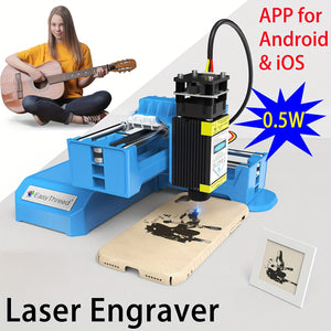 EasyThreed 0.5W Laser Engraver for Beginners, DIY Engraving Area 100x100mm, Wireless Smartphone Connectivity, APP Control for iOS & Android, Plastic Material, 110V/220V Power Supply, US Plug, Electronic Components Included