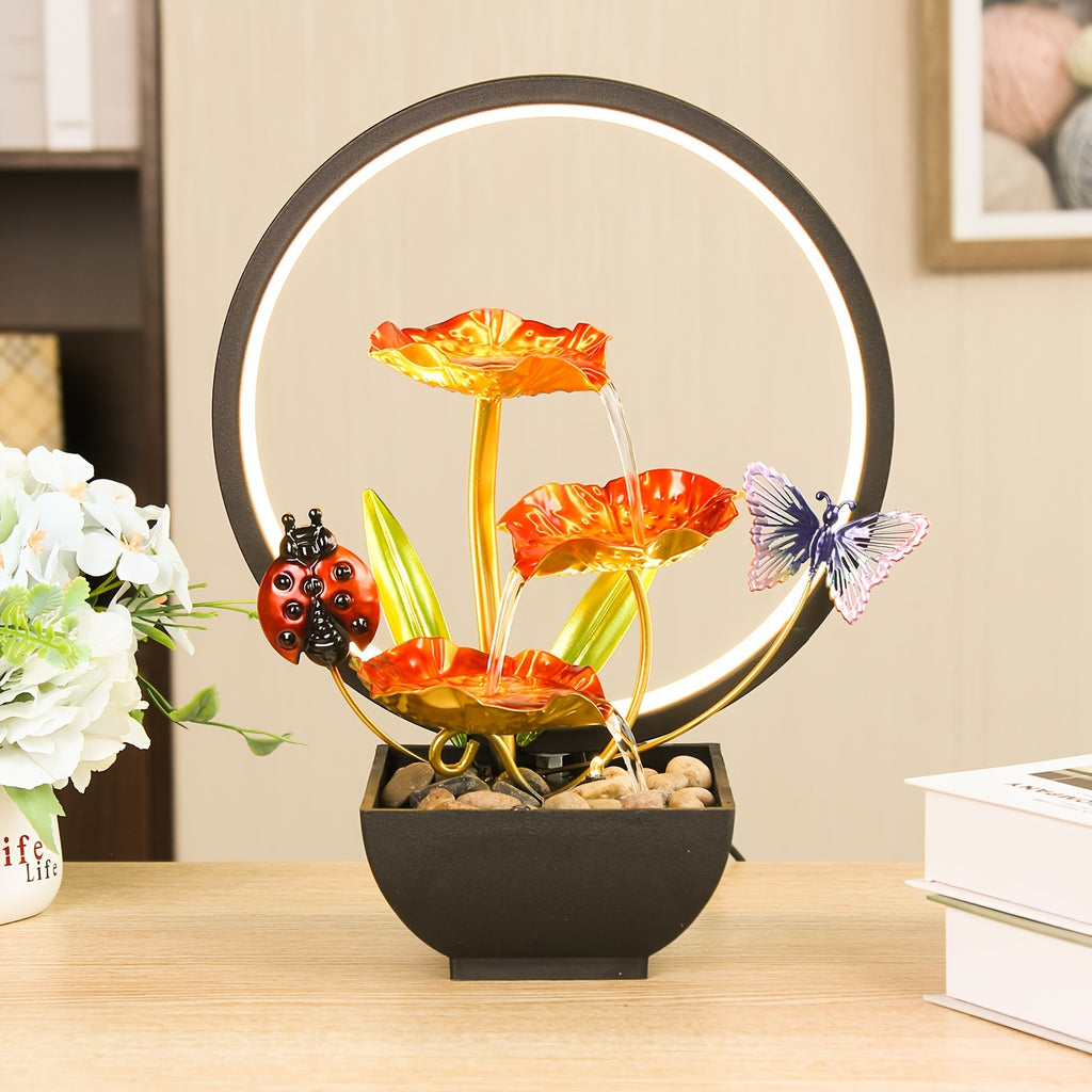 Soothing LED-Lit Tabletop Fountain - USB Powered, Indoor Air Quality Enhancer - Ideal Home/Office Decor & Thoughtful Gift