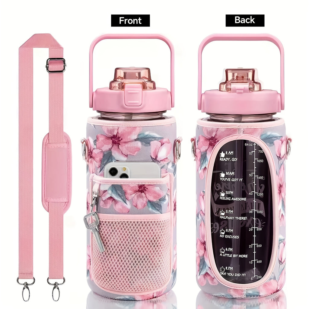 1pc Leakproof Insulated Water Bottle with Straw & Chug Lid - Durable with Storage Sleeve, Easy Carry Handle for All-Day Hydration - Perfect for Sports, Gym & Outdoor Activities