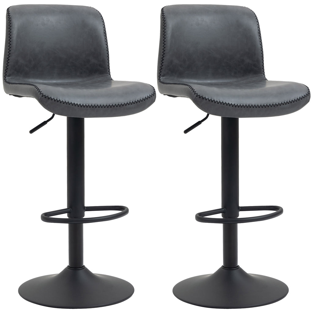 DodiOnline Set of 2 Bar Stool Adjustable Height Swivel Footrest and Base for Breakfast Bar, Kitchen and Home, Dark Grey