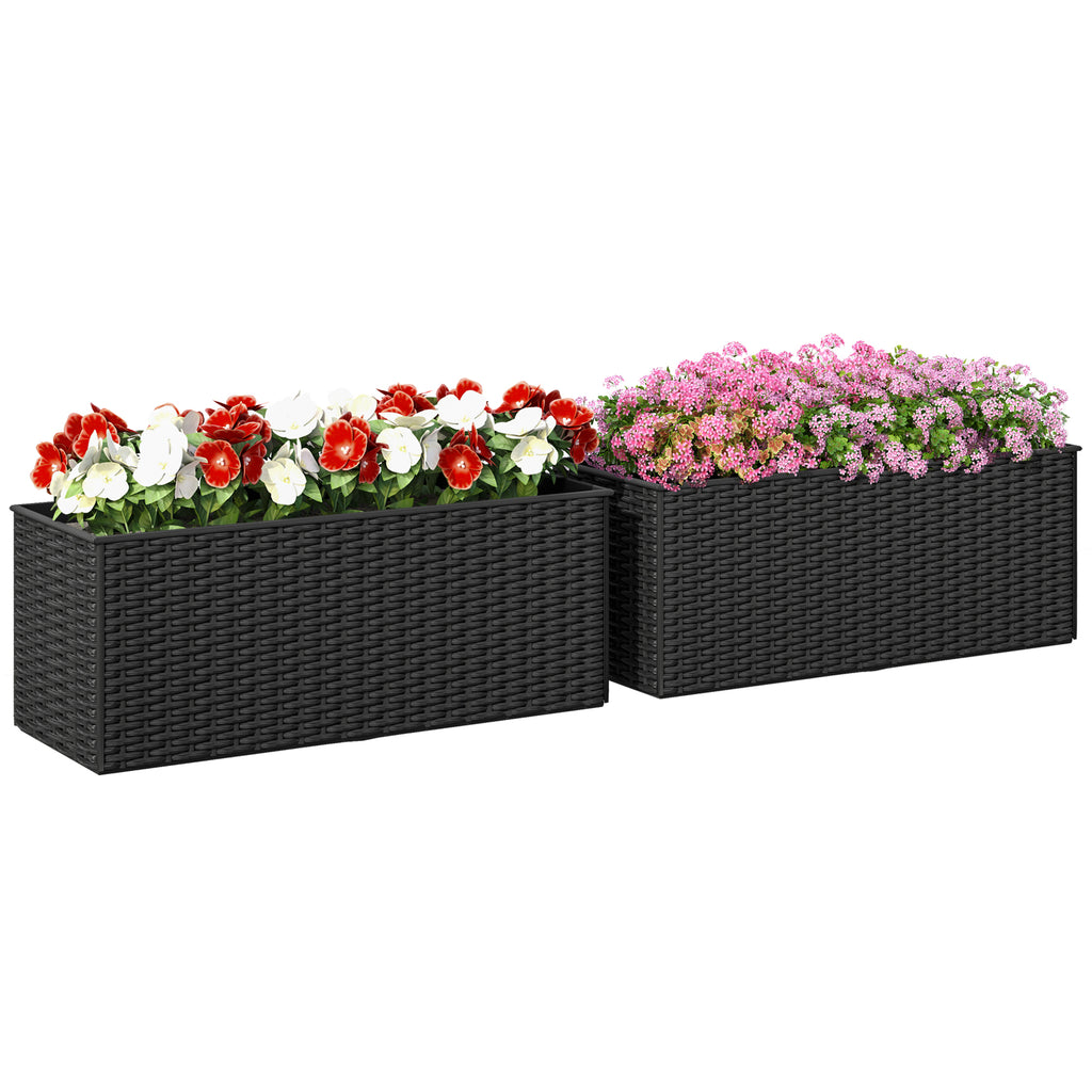 DodiOnline Set of Two Rattan-Effect Planters - Black