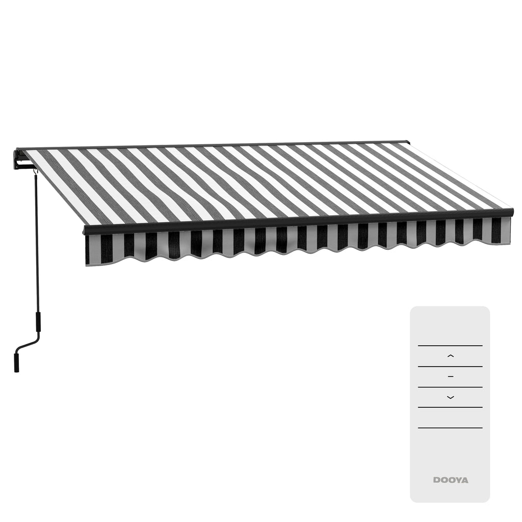 DodiOnline 2.5 x 3.5m Aluminium Frame Electric Awning, with Remote - Grey/White