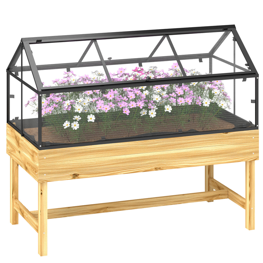 DodiOnline 60 x 120cm Raised Garden Bed with Wooden Base - Natural