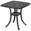 DodiOnline Cast Aluminium Bistro Table, Outdoor Square Side Table with Umbrella Hole, Garden Table for Balcony, Black