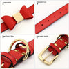 For Small Medium Dogs Cats, Free Engraved PU Leather Personalized Dog Collar with Bowknot, Customized Pet ID Name Collar