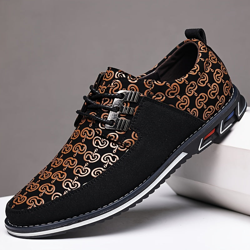 Men's Plus Size Faux Leather Casual Shoes, Formal Dress Anti-skid Lace-up Shoes For Business Office, Spring And Autumn