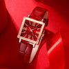Women's Watch Elegant Square Pointer Quartz Watch Retro Fashion Analog PU Leather Wrist Watch