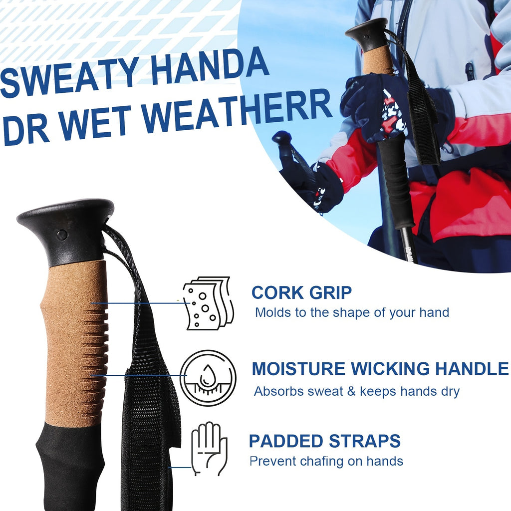 2pcs Durable Telescopic Multifunctional Aluminum Trekking Pole - Perfect for Mountaineering, Hiking, Camping, Fishing & Outdoor Activities!